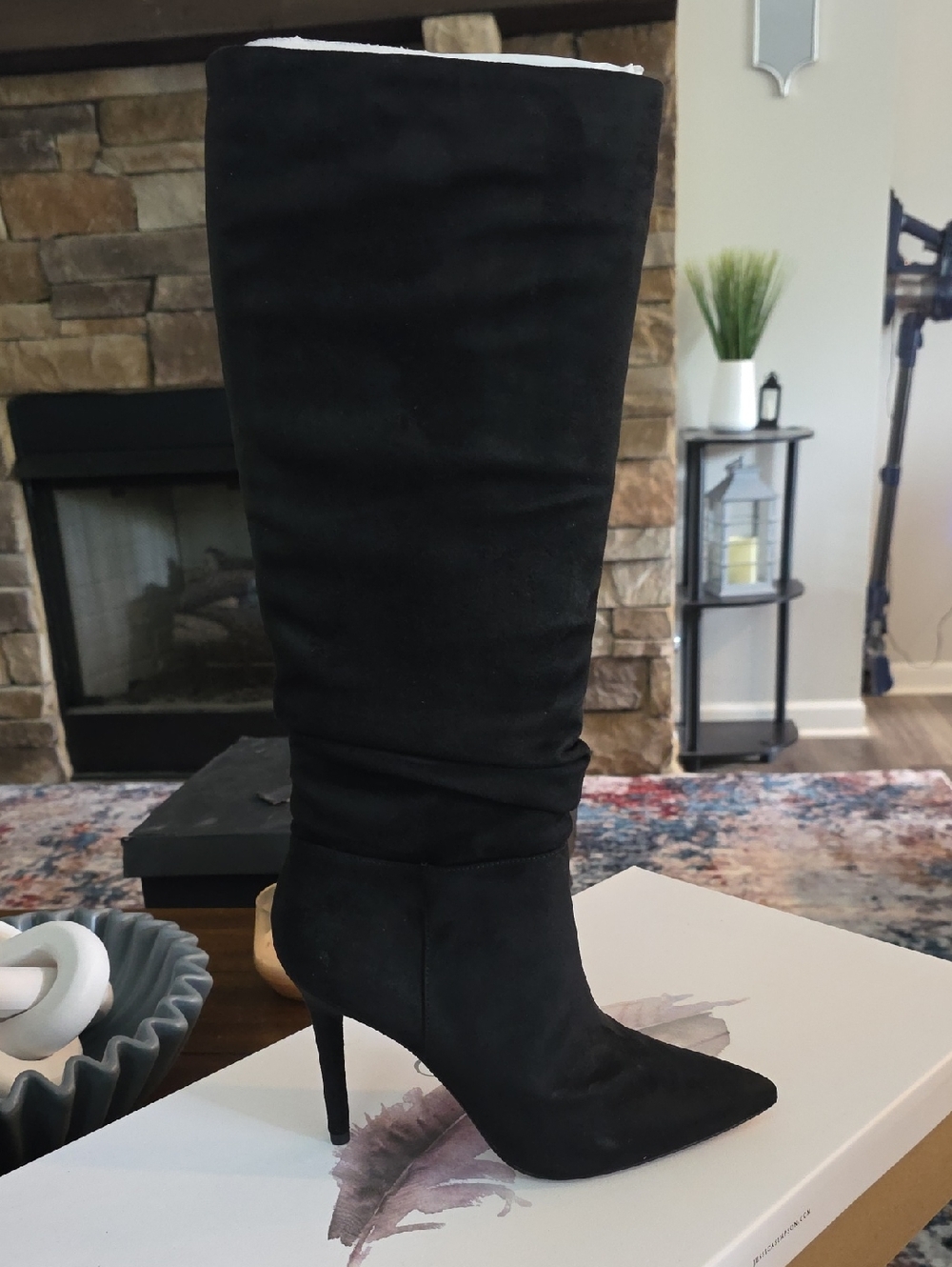 Jessica Simpson Black Slouchy Knee-High Stiletto Boots